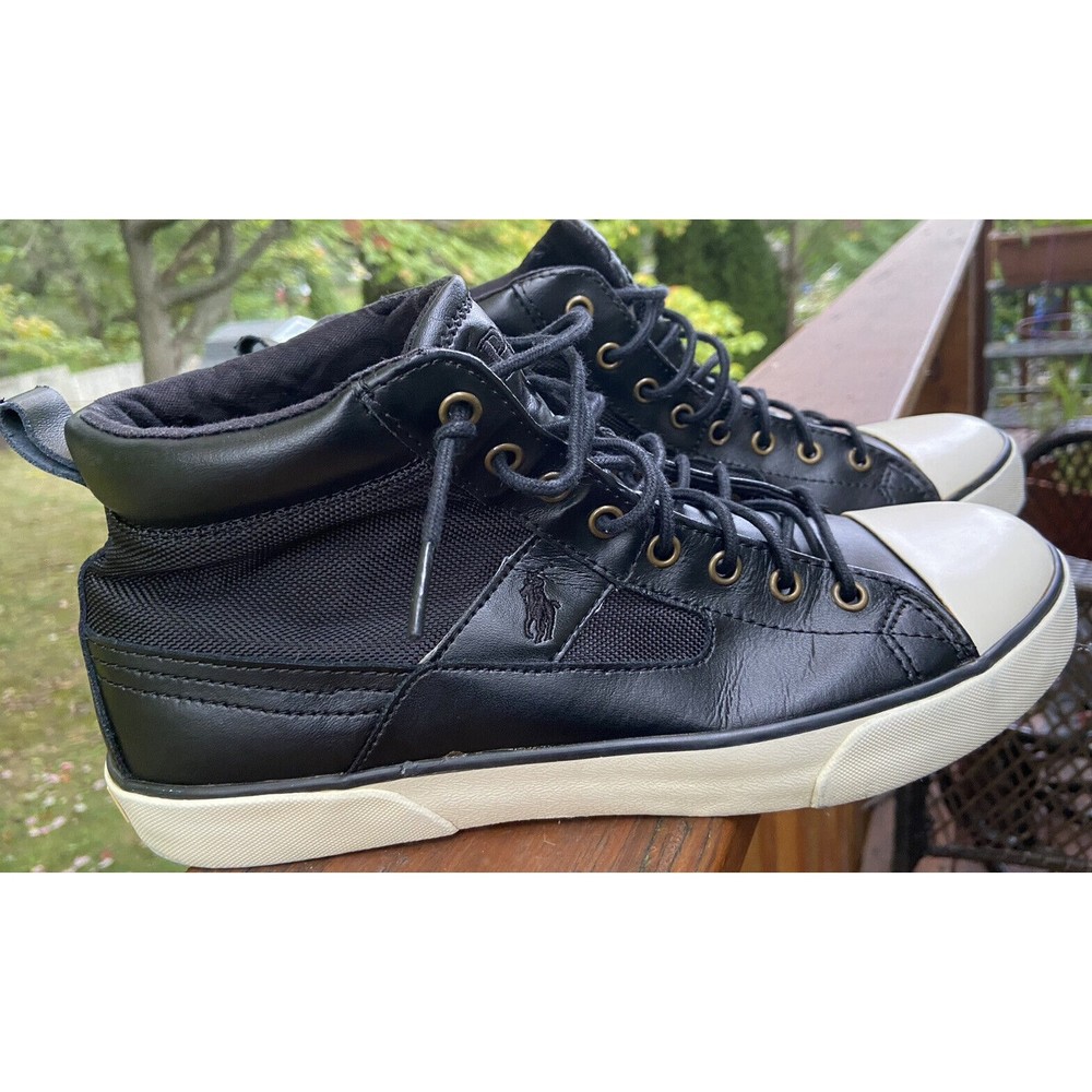 Polo by Ralph Lauren Tyrrells Trainers Shoes US 10.5 D Black RARE NICE